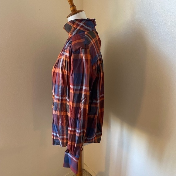 Petersyn Women’s Blouse Size XS Plaid Checkered Mock Neck Shirt Popover Mockneck - Picture 2 of 9